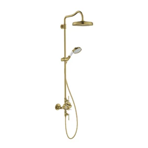 AXOR Montreux Showerpipe with thermostatic mixer and 1jet overhead shower 240 - Brushed Brass