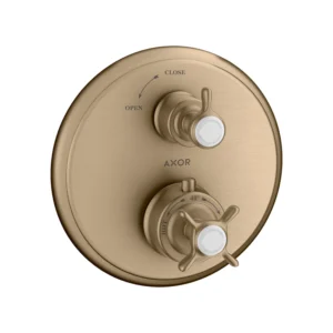 AXOR Montreux Thermostatic mixer for concealed installation with cross handle and shut-off valve - Brushed Bronze