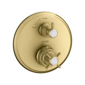 AXOR Montreux Thermostatic mixer for concealed installation with cross handle and shut-off valve - Brushed Gold Optic
