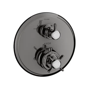 AXOR Montreux Thermostatic mixer for concealed installation with cross handle and shut-off valve - Polished Black Chrome