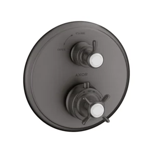 AXOR Montreux Thermostatic mixer for concealed installation with cross handle and shut-off valve - Brushed Black Chrome