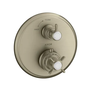 AXOR Montreux Thermostatic mixer for concealed installation with cross handle and shut-off valve - Brushed Nickel