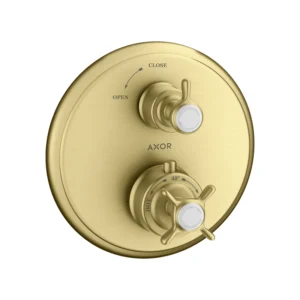 AXOR Montreux Thermostatic mixer for concealed installation with cross handle and shut-off valve - Brushed Brass