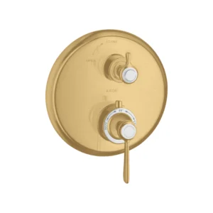 AXOR Montreux Thermostatic mixer for concealed installation with lever handle and shut-off valve - Brushed Gold Optic