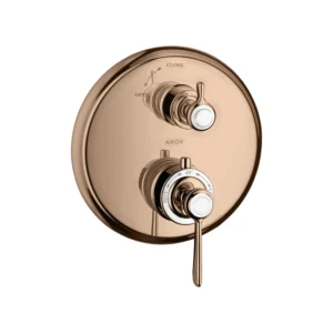 AXOR Montreux Thermostatic mixer for concealed installation with lever handle and shut-off valve - Polished Red Gold