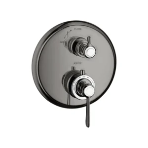 AXOR Montreux Thermostatic mixer for concealed installation with lever handle and shut-off valve - Polished Black Chrome