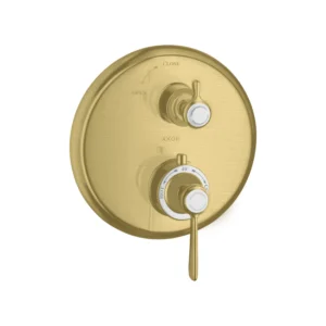 AXOR Montreux Thermostatic mixer for concealed installation with lever handle and shut-off valve - Brushed Brass