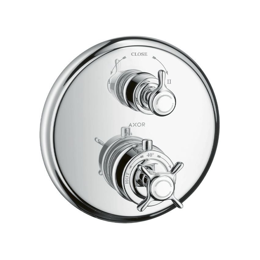 AXOR Montreux Thermostatic mixer for concealed installation with cross handle and shut-off / diverter valve - Chrome