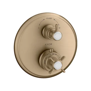 AXOR Montreux Thermostatic mixer for concealed installation with cross handle and shut-off / diverter valve - Brushed Bronze