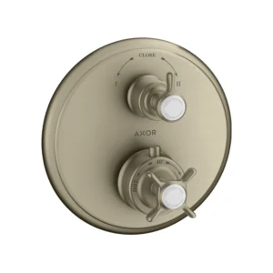 AXOR Montreux Thermostatic mixer for concealed installation with cross handle and shut-off / diverter valve - Brushed Nickel