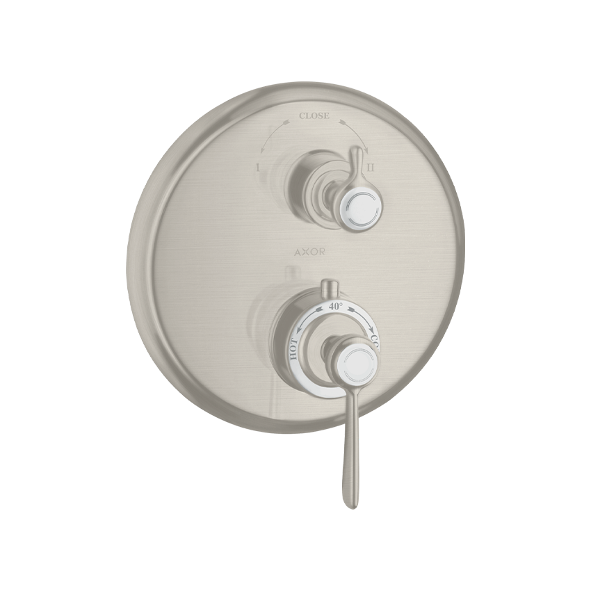 AXOR Montreux Thermostatic mixer for concealed installation with lever landle and shut-off / diverter valve - Stainless Steel Optic