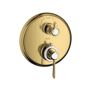 AXOR Montreux Thermostatic mixer for concealed installation with lever landle and shut-off / diverter valve - Polished Gold Optic