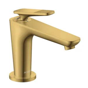 AXOR Citterio C Single lever basin mixer 90 with CoolStart for hand washbasins and waste set, Cubic Cut -  Polished Gold Optic