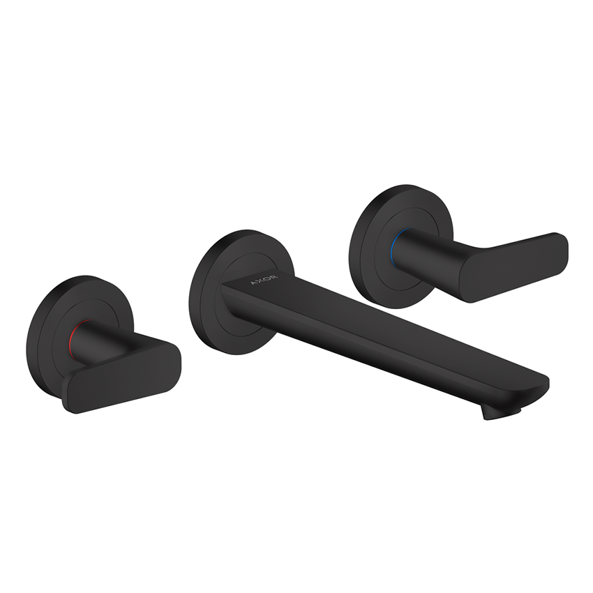 AXOR Citterio C 3-hole basin mixer wall-mounted with spout 195 mm - Matt Black