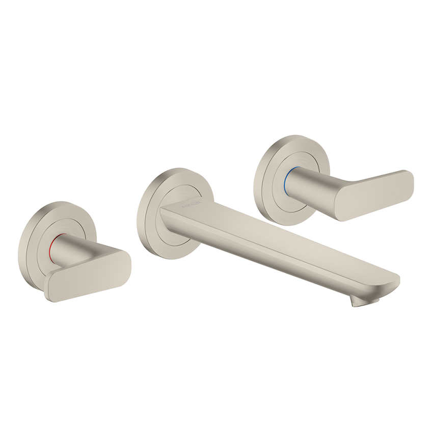 AXOR Citterio C 3-hole basin mixer wall-mounted with spout 195 mm - Stainless Steel Optic