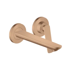 AXOR Citterio C Single lever basin mixer for wall-mounted with spout 195 mm, cubic cut  -  Brushed Red Gold