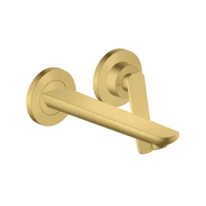 AXOR Citterio C Single lever basin mixer for wall-mounted with spout 195 mm, cubic cut  -  Brushed Brass
