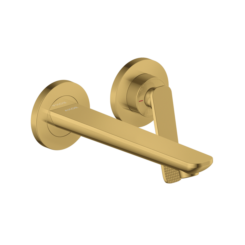 AXOR Citterio C Single lever basin mixer for wall-mounted with spout 195 mm, cubic cut - Polished Gold Optic