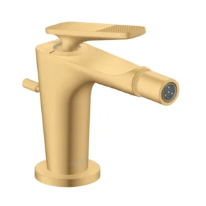 AXOR Citterio C Single lever bidet mixer with pop-up waste set, Cubic Cut -  Brushed Gold Optic