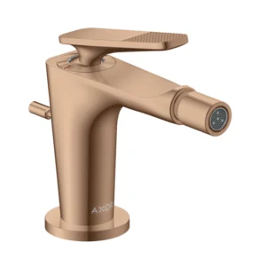 AXOR Citterio C Single lever bidet mixer with pop-up waste set, Cubic Cut -  Polished Red Gold