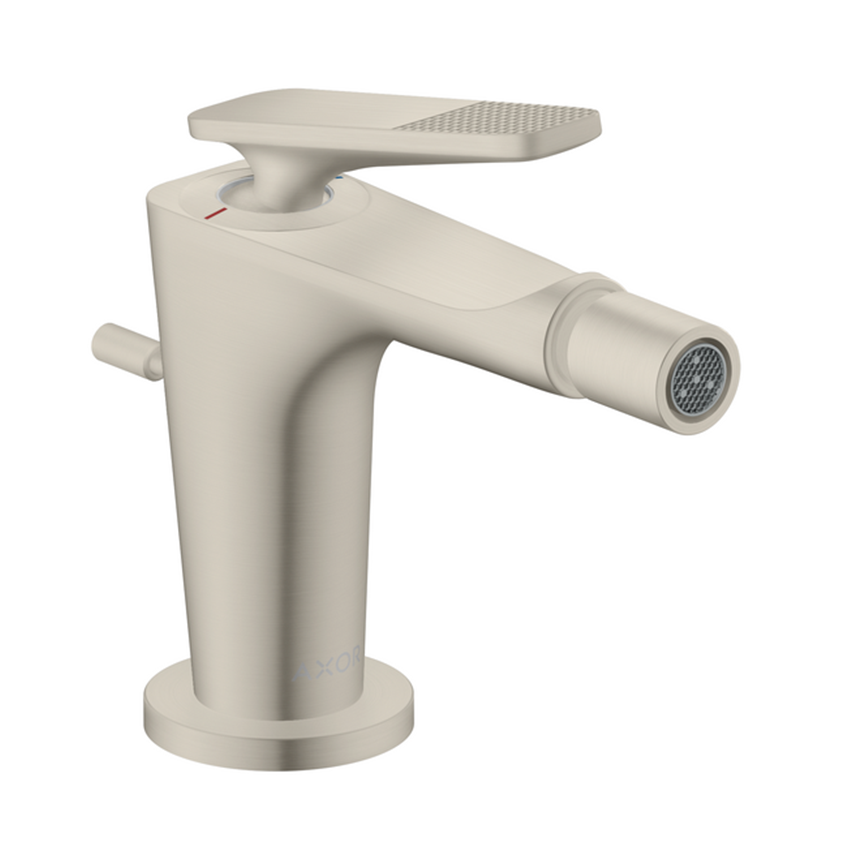 AXOR Citterio C Single lever bidet mixer with pop-up waste set, Cubic Cut - Stainless Steel Optic