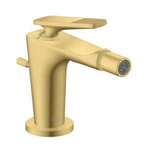 AXOR Citterio C Single lever bidet mixer with pop-up waste set, Cubic Cut -  Brushed Brass