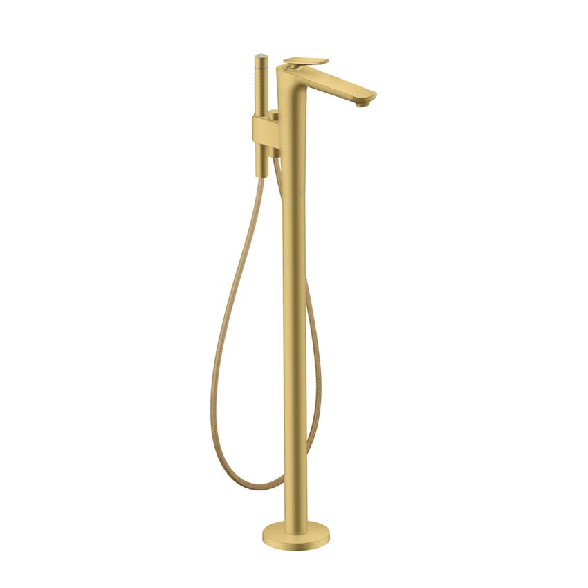 AXOR Citterio C Single lever bath mixer floor-standing, Cubic Cut - Brushed Brass