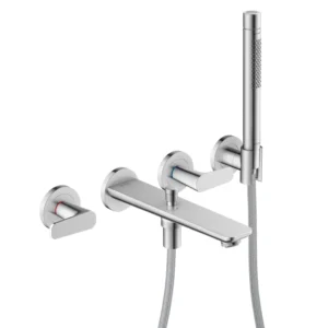 AXOR Citterio C 3-hole bath mixer for concealed installation wall-mounted with hand shower-  Chrome