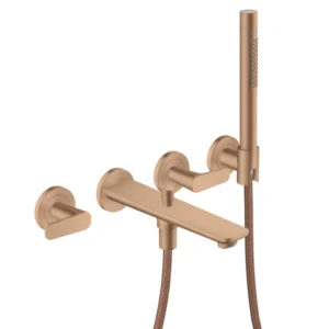 AXOR Citterio C 3-hole bath mixer for concealed installation wall-mounted with hand shower-  Brushed Red Gold