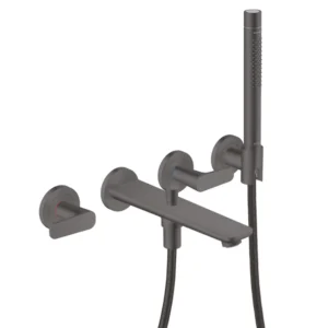 AXOR Citterio C 3-hole bath mixer for concealed installation wall-mounted with hand shower-  Brushed Black Chrome