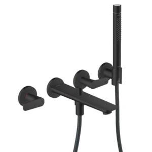 AXOR Citterio C 3-hole bath mixer for concealed installation wall-mounted with hand shower-  Matt Black