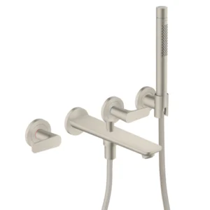 AXOR Citterio C 3-hole bath mixer for concealed installation wall-mounted with hand shower-  Stainless Steel Optic