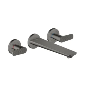 AXOR Citterio C 3-hole bath mixer for concealed installation wall-mounted, cubic cut -  Polished Black Chrome