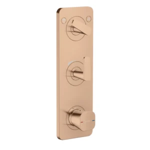 AXOR Citterio C Thermostatic module 380/120 for concealed installation with plate for 2 functions -  Polished Red Gold