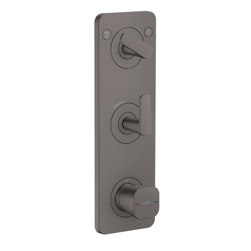 AXOR Citterio C Thermostatic module 380/120 for concealed installation with plate for 2 functions - Brushed Black Chrome