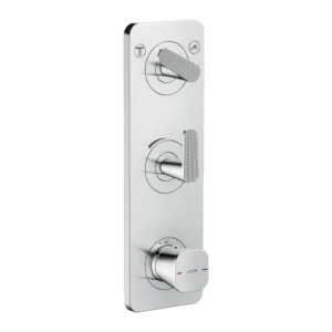AXOR Citterio C Thermostatic module 380/120 for concealed installation with plate for 2 functions, cubic cut -  Chrome