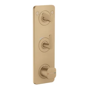 AXOR Citterio C Thermostatic module 380/120 for concealed installation with plate for 2 functions, cubic cut -  Brushed Bronze