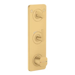 AXOR Citterio C Thermostatic module 380/120 for concealed installation with plate for 2 functions, cubic cut -  Brushed Gold Optic