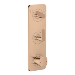 AXOR Citterio C Thermostatic module 380/120 for concealed installation with plate for 2 functions, cubic cut -  Polished Red Gold