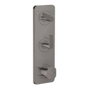 AXOR Citterio C Thermostatic module 380/120 for concealed installation with plate for 2 functions, cubic cut -  Polished Black Chrome