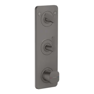 AXOR Citterio C Thermostatic module 380/120 for concealed installation with plate for 2 functions, cubic cut -  Brushed Black Chrome