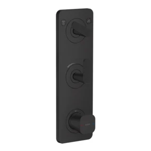 AXOR Citterio C Thermostatic module 380/120 for concealed installation with plate for 2 functions, cubic cut -  Matt Black