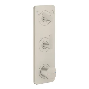 AXOR Citterio C Thermostatic module 380/120 for concealed installation with plate for 2 functions, cubic cut -  Stainless Steel Optic