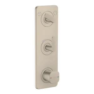 AXOR Citterio C Thermostatic module 380/120 for concealed installation with plate for 2 functions, cubic cut -  Brushed Nickel