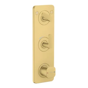 AXOR Citterio C Thermostatic module 380/120 for concealed installation with plate for 2 functions, cubic cut -  Brushed Brass
