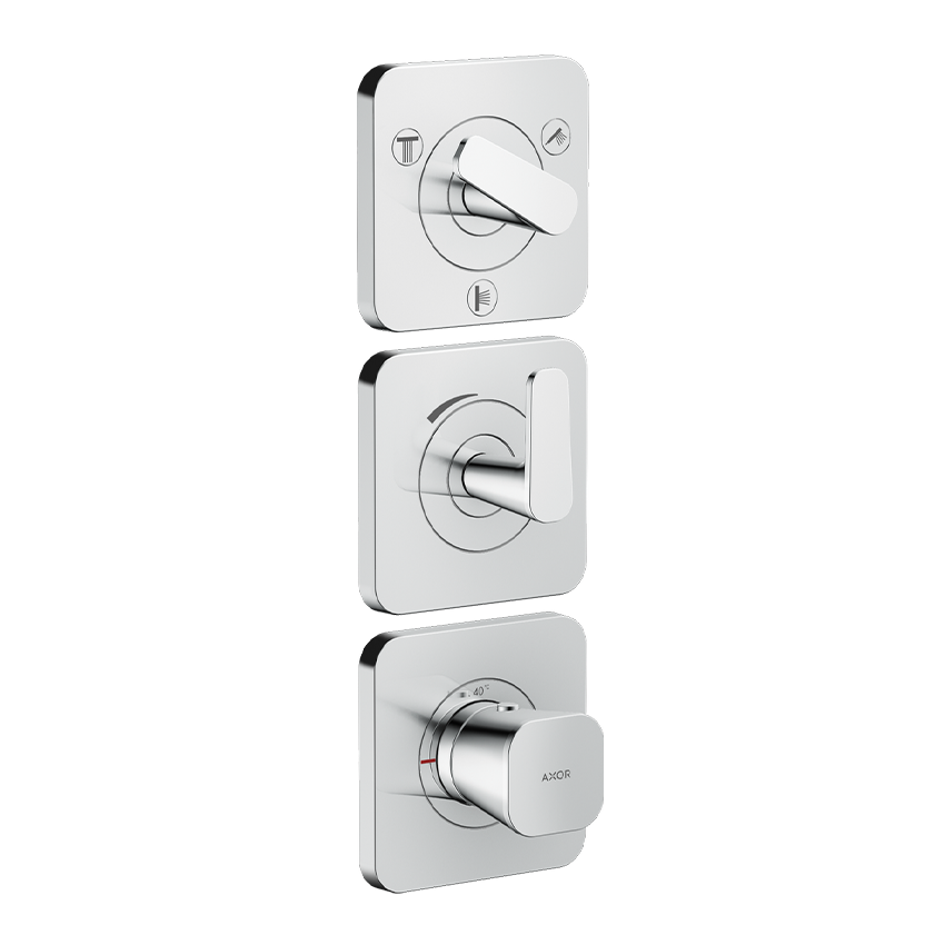 AXOR Citterio C Thermostatic module 380/120 for concealed installation with escutcheons for 3 functions - Chrome
