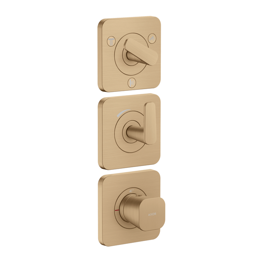 AXOR Citterio C Thermostatic module 380/120 for concealed installation with escutcheons for 3 functions - Brushed Bronze