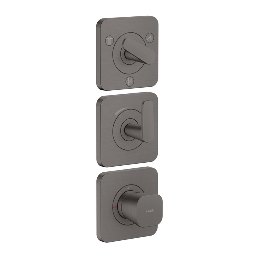 AXOR Citterio C Thermostatic module 380/120 for concealed installation with escutcheons for 3 functions - Brushed Black Chrome