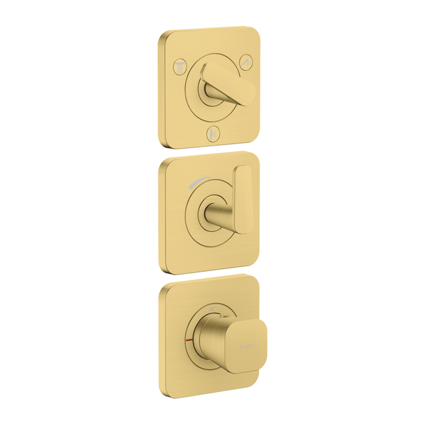 AXOR Citterio C Thermostatic module 380/120 for concealed installation with escutcheons for 3 functions - Brushed Brass