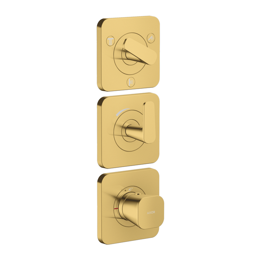 AXOR Citterio C Thermostatic module 380/120 for concealed installation with escutcheons for 3 functions - Polished Gold Optic